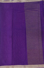 Load image into Gallery viewer, Banaras Crepe Saree with Thin Zari Stripes,Self Color Border,Paluu and Contrast Butti Blouse
