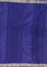 Load image into Gallery viewer, Banaras Crepe Saree with Thin Zari Stripes,Self Color Border,Paluu and Contrast Butti Blouse
