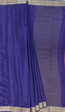 Load image into Gallery viewer, Banaras Crepe Saree with Thin Zari Stripes,Self Color Border,Paluu and Contrast Butti Blouse
