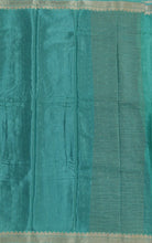 Load image into Gallery viewer, Banaras Crepe Saree with Thin Zari Stripes,Self Color Border,Paluu and Contrast Butti Blouse
