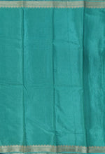 Load image into Gallery viewer, Banaras Crepe Saree with Thin Zari Stripes,Self Color Border,Paluu and Contrast Butti Blouse
