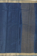 Load image into Gallery viewer, Banaras Crepe Saree with Thin Zari Stripes,Self Color Border,Paluu and Contrast Butti Blouse
