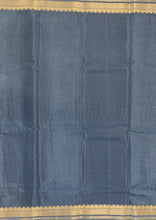 Load image into Gallery viewer, Banaras Crepe Saree with Thin Zari Stripes,Self Color Border,Paluu and Contrast Butti Blouse
