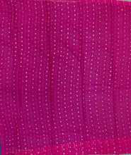 Load image into Gallery viewer, Banaras Crepe Saree with Thin Zari Stripes,Self Color Border,Paluu and Contrast Butti Blouse
