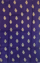 Load image into Gallery viewer, Banaras Crepe Saree with Thin Zari Stripes and Buttis,Self Color Border,Paluu and Contrast Butti Blouse-Rani color.
