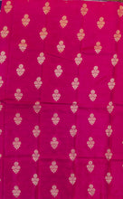 Load image into Gallery viewer, Banaras Crepe Saree with Thin Zari Stripes and Buttis,Self Color Border,Paluu and Contrast Butti Blouse-Jamoon color.
