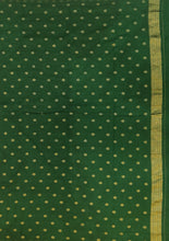 Load image into Gallery viewer, Banaras Khaddi Georgette Saree with Zari Buttis all over,Self Color Border,Paluu and Blouse-Bottle Green Color
