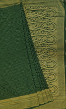 Load image into Gallery viewer, Banaras Khaddi Georgette Saree with Zari Buttis all over,Self Color Border,Paluu and Blouse-Bottle Green Color
