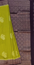 Load image into Gallery viewer, Banaras Georgette Saree with Paisley Buttis all over with Contrast Border,Paluu and Blouse- Mehendi
