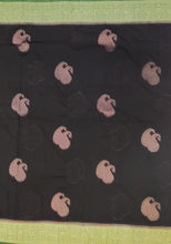 Load image into Gallery viewer, Banaras Georgette Saree with Paisley Buttis all over with Contrast Border,Paluu and Blouse- Black
