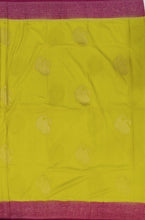 Load image into Gallery viewer, Banaras Georgette Saree with Paisley Buttis all over with Contrast Border,Paluu and Blouse- Lime Green
