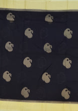 Load image into Gallery viewer, Banaras Georgette Saree with Paisley Buttis all over with Contrast Border,Pallu and Blouse- Navy Blue
