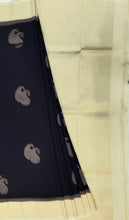 Load image into Gallery viewer, Banaras Georgette Saree with Paisley Buttis all over with Contrast Border,Pallu and Blouse- Navy Blue
