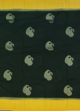 Load image into Gallery viewer, Banaras Georgette Saree with Paisley Buttis all over with Contrast Border,Paluu and Blouse- Bottle Green
