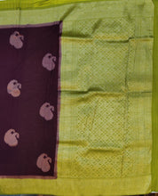 Load image into Gallery viewer, Banaras Georgette Saree with Paisley Buttis all over with Contrast Border,Pallu and Blouse-Maroon
