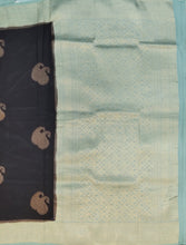 Load image into Gallery viewer, Banaras Georgette Saree with Paisley Buttis all over with Contrast Border,Pallu and Blouse-Black
