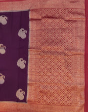 Load image into Gallery viewer, Banaras Georgette Saree with Paisley Buttis all over with Contrast Border,Pallu and Blouse-Maroon
