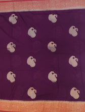 Load image into Gallery viewer, Banaras Georgette Saree with Paisley Buttis all over with Contrast Border,Pallu and Blouse-Maroon
