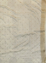 Load image into Gallery viewer, Banaras Georgette Borderless Saree with Zari Buttis all over,Self Color Border,Pallu and Blouse-Off White Color
