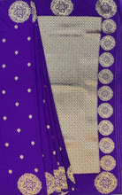 Load image into Gallery viewer, Banaras Georgette Borderless  Saree with Zari Buttis all over,Self Color Border,Paluu and Blouse-Jamoon Color
