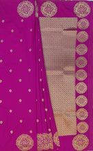 Load image into Gallery viewer, Banaras Georgette Borderless Saree with Zari Buttis all over,Self Color Border,Pallu and Blouse-Rani Color
