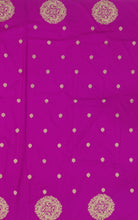 Load image into Gallery viewer, Banaras Georgette Borderless Saree with Zari Buttis all over,Self Color Border,Pallu and Blouse-Magenta Color
