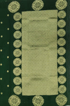 Load image into Gallery viewer, Banaras Georgette Borderless Saree with Zari Buttis all over,Self Color Border,Pallu and Blouse-Bottle Green Color
