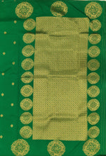 Load image into Gallery viewer, Banaras Georgette Borderless Saree with Zari Buttis all over,Self Color Border,Pallu and Blouse-Leaf Green Color
