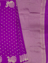Load image into Gallery viewer, Banaras Georgette Borderless Saree with Zari Buttis all over,Self Color Border,Pallu and Blouse-Magenta Color
