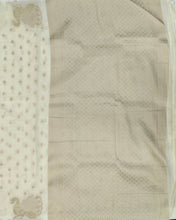 Load image into Gallery viewer, Banaras Georgette Borderless Saree with Zari Buttis all over,Self Color Border,Pallu and Blouse-Off White Color
