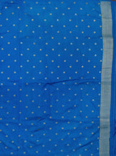 Load image into Gallery viewer, Banaras Georgette Borderless Saree with Zari Buttis all over,Self Color Border,Pallu and Blouse-Blue Color
