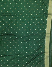 Load image into Gallery viewer, Banaras Georgette Borderless Saree with Zari Buttis all over,Self Color Border,Pallu and Blouse-Bottle Green Color
