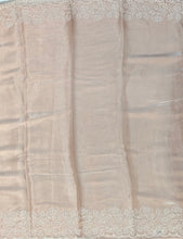 Load image into Gallery viewer, Designer Saree with Rice Stitch Embroidery on Crush Fabric-Peach color
