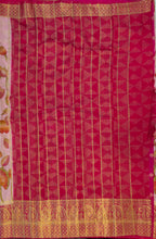 Load image into Gallery viewer, Semi Mysuru Crepe Saree with Kamalkari Printed Body,Contrast Border,Pallu and Blouse.
