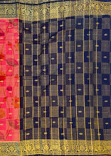 Load image into Gallery viewer, Semi Mysuru Crepe Saree with Kamalkari Printed Body,Contrast Border,Pallu and Blouse.
