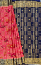 Load image into Gallery viewer, Semi Mysuru Crepe Saree with Kamalkari Printed Body,Contrast Border,Pallu and Blouse.
