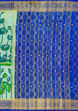 Load image into Gallery viewer, Semi Mysuru Crepe Saree with Kamalkari Printed Body,Contrast Border,Pallu and Blouse.

