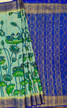 Load image into Gallery viewer, Semi Mysuru Crepe Saree with Kamalkari Printed Body,Contrast Border,Pallu and Blouse.
