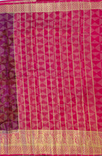 Load image into Gallery viewer, Semi Mysuru Crepe Saree with Kamalkari Printed Body,Contrast Border,Pallu and Blouse.
