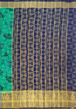 Load image into Gallery viewer, Semi Mysuru Crepe Saree with Kamalkari Printed Body,Contrast Border,Pallu and Blouse.
