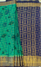 Load image into Gallery viewer, Semi Mysuru Crepe Saree with Kamalkari Printed Body,Contrast Border,Pallu and Blouse.

