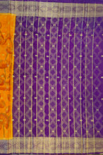 Load image into Gallery viewer, Semi Mysuru Crepe Saree with Kamalkari Printed Body,Contrast Border,Pallu and Blouse.
