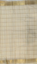 Load image into Gallery viewer, Semi Mysuru Crepe Saree in all over checks-self color comes with beautiful checks blouse-WHITE

