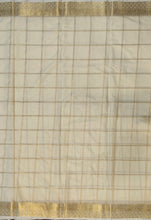 Load image into Gallery viewer, Semi Mysuru Crepe Saree in all over checks-self color comes with beautiful checks blouse-WHITE
