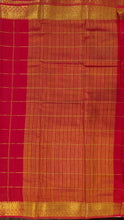 Load image into Gallery viewer, Semi Mysuru Crepe Saree in all over checks-self color comes with beautiful checks blouse-RED

