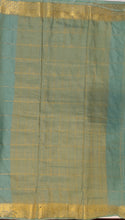 Load image into Gallery viewer, Semi Mysuru Crepe Saree in all over checks-self color comes with beautiful checks blouse-GREEN
