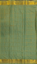 Load image into Gallery viewer, Semi Mysuru Crepe Saree in all over checks-self color comes with beautiful checks blouse-GREEN

