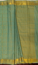 Load image into Gallery viewer, Semi Mysuru Crepe Saree in all over checks-self color comes with beautiful checks blouse-GREEN
