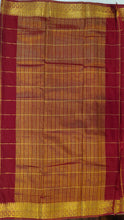 Load image into Gallery viewer, Semi Mysuru Crepe Saree in all over checks-self color comes with beautiful checks blouse-MARON
