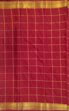Load image into Gallery viewer, Semi Mysuru Crepe Saree in all over checks-self color comes with beautiful checks blouse-MARON
